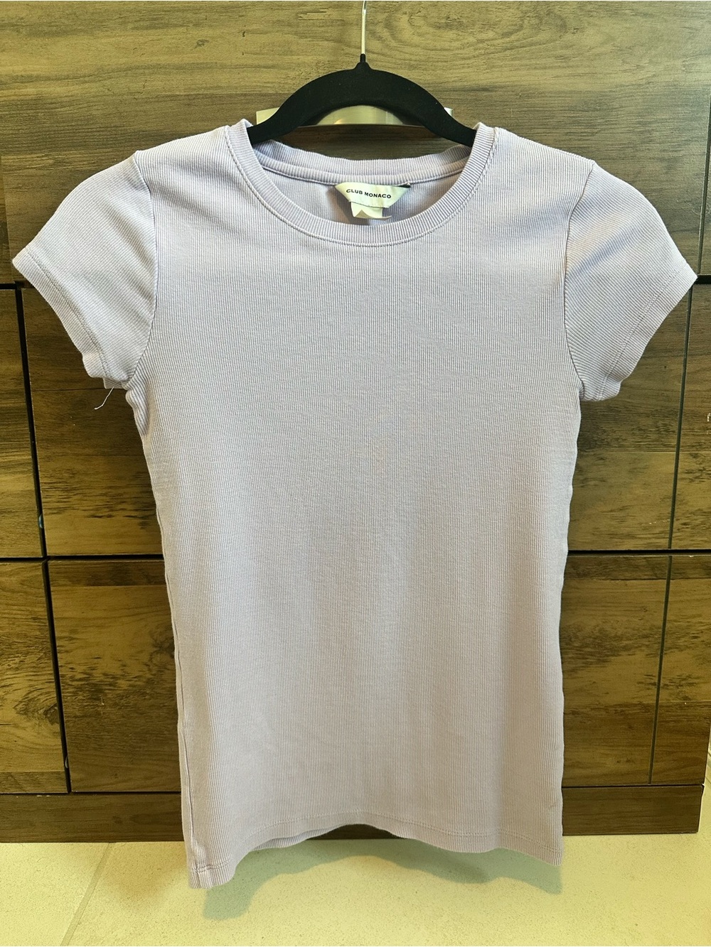 Club Monaco Lavender Ribbed Short Sleeve Tee